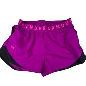 Under Armour HeatGear Purple Black Athletic Running Shorts Womens Small